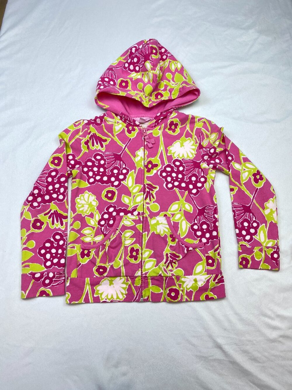 Lilly Pulitzer Girls Brigit Zip Hoodie Loud Pipes Pink Floral Jacket 7